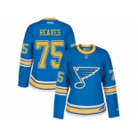 Women's Reebok St. Louis Blues #75 Ryan Reaves Authentic Blue 2017 Winter Classic NHL Jersey