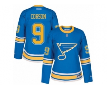 Women's Reebok St. Louis Blues #9 Shayne Corson Authentic Blue 2017 Winter Classic NHL Jersey