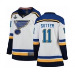 Women's St. Louis Blues #11 Brian Sutter Fanatics Branded White Away Breakaway 2019 Stanley Cup Champions Hockey Jersey