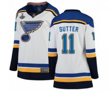 Women's St. Louis Blues #11 Brian Sutter Fanatics Branded White Away Breakaway 2019 Stanley Cup Champions Hockey Jersey