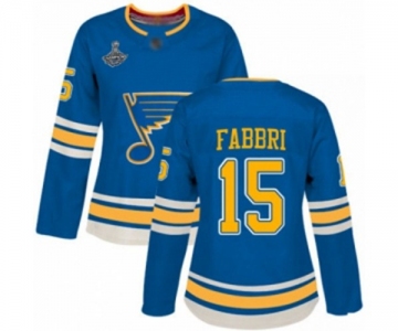 Women's St. Louis Blues #15 Robby Fabbri Authentic Navy Blue Alternate 2019 Stanley Cup Champions Hockey Jersey