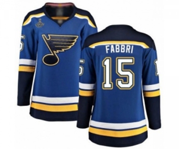 Women's St. Louis Blues #15 Robby Fabbri Fanatics Branded Royal Blue Home Breakaway 2019 Stanley Cup Champions Hockey Jersey