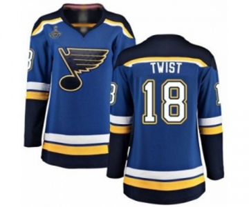 Women's St. Louis Blues #18 Tony Twist Fanatics Branded Royal Blue Home Breakaway 2019 Stanley Cup Champions Hockey Jersey