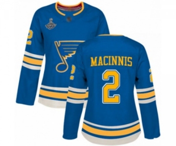 Women's St. Louis Blues #2 Al Macinnis Authentic Navy Blue Alternate 2019 Stanley Cup Champions Hockey Jersey