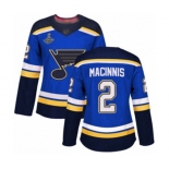 Women's St. Louis Blues #2 Al Macinnis Authentic Royal Blue Home 2019 Stanley Cup Champions Hockey Jersey