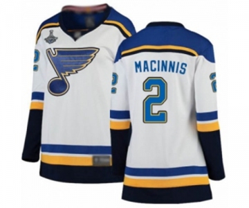 Women's St. Louis Blues #2 Al Macinnis Fanatics Branded White Away Breakaway 2019 Stanley Cup Champions Hockey Jersey