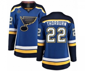 Women's St. Louis Blues #22 Chris Thorburn Fanatics Branded Royal Blue Home Breakaway 2019 Stanley Cup Champions Hockey Jersey