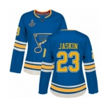 Women's St. Louis Blues #23 Dmitrij Jaskin Authentic Navy Blue Alternate 2019 Stanley Cup Champions Hockey Jersey