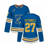 Women's St. Louis Blues #27 Alex Pietrangelo Authentic Navy Blue Alternate 2019 Stanley Cup Champions Hockey Jersey