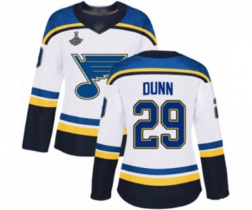 Women's St. Louis Blues #29 Vince Dunn Authentic White Away 2019 Stanley Cup Champions Hockey Jersey