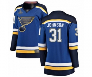 Women's St. Louis Blues #31 Chad Johnson Fanatics Branded Royal Blue Home Breakaway 2019 Stanley Cup Champions Hockey Jersey