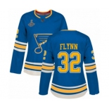 Women's St. Louis Blues #32 Brian Flynn Authentic Navy Blue Alternate 2019 Stanley Cup Champions Hockey Jersey