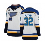 Women's St. Louis Blues #32 Brian Flynn Fanatics Branded White Away Breakaway 2019 Stanley Cup Champions Hockey