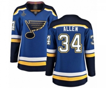 Women's St. Louis Blues #34 Jake Allen Fanatics Branded Royal Blue Home Breakaway 2019 Stanley Cup Champions Hockey Jersey