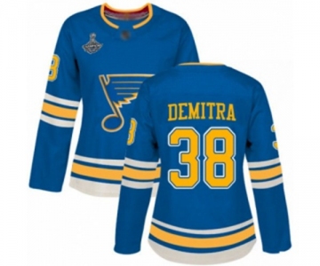 Women's St. Louis Blues #38 Pavol Demitra Authentic Navy Blue Alternate 2019 Stanley Cup Champions Hockey Jersey