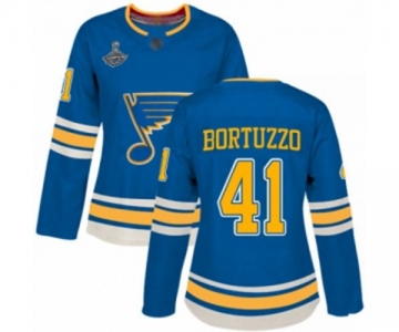 Women's St. Louis Blues #41 Robert Bortuzzo Authentic Navy Blue Alternate 2019 Stanley Cup Champions Hockey Jersey