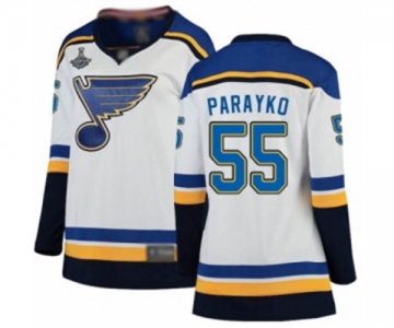 Women's St. Louis Blues #55 Colton Parayko Fanatics Branded White Away Breakaway 2019 Stanley Cup Champions Hockey Jersey