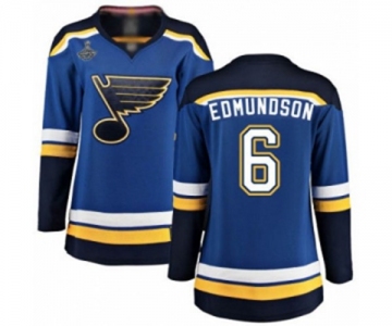 Women's St. Louis Blues #6 Joel Edmundson Fanatics Branded Royal Blue Home Breakaway 2019 Stanley Cup Champions Hockey Jersey