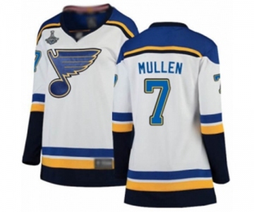 Women's St. Louis Blues #7 Joe Mullen Fanatics Branded White Away Breakaway 2019 Stanley Cup Champions Hockey Jersey