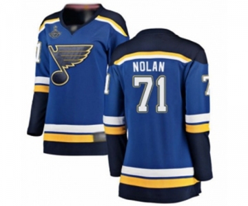 Women's St. Louis Blues #71 Jordan Nolan Fanatics Branded Royal Blue Home Breakaway 2019 Stanley Cup Champions Hockey Jersey