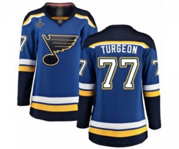 Women's St. Louis Blues #77 Pierre Turgeon Fanatics Branded Royal Blue Home Breakaway 2019 Stanley Cup Champions Hockey Jersey