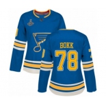 Women's St. Louis Blues #78 Dominik Bokk Authentic Navy Blue Alternate 2019 Stanley Cup Champions Hockey Jersey