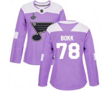 Women's St. Louis Blues #78 Dominik Bokk Authentic Purple Fights Cancer Practice 2019 Stanley Cup Champions Hockey Jersey