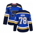 Women's St. Louis Blues #78 Dominik Bokk Authentic Royal Blue Home 2019 Stanley Cup Champions Hockey Jersey