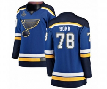 Women's St. Louis Blues #78 Dominik Bokk Fanatics Branded Royal Blue Home Breakaway 2019 Stanley Cup Champions Hockey Jersey