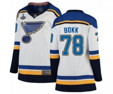 Women's St. Louis Blues #78 Dominik Bokk Fanatics Branded White Away Breakaway 2019 Stanley Cup Champions Hockey Jersey