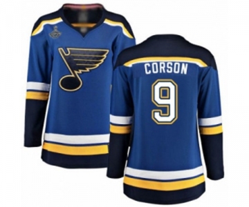 Women's St. Louis Blues #9 Shayne Corson Fanatics Branded Royal Blue Home Breakaway 2019 Stanley Cup Champions Hockey Jersey