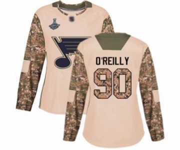 Women's St. Louis Blues #90 Ryan O'Reilly Authentic Camo Veterans Day Practice 2019 Stanley Cup Champions Hockey Jersey