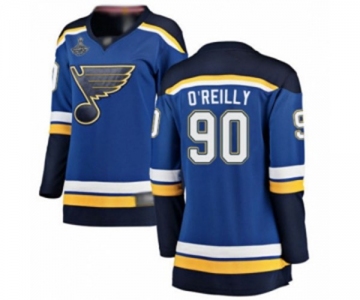 Women's St. Louis Blues #90 Ryan O'Reilly Fanatics Branded Royal Blue Home Breakaway 2019 Stanley Cup Champions Hockey Jersey