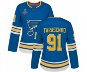 Women's St. Louis Blues #91 Vladimir Tarasenko Authentic Navy Blue Alternate 2019 Stanley Cup Champions Hockey Jersey