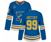 Women's St. Louis Blues #99 Wayne Gretzky Authentic Navy Blue Alternate 2019 Stanley Cup Champions Hockey Jersey