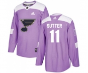 Youth Adidas St. Louis Blues #11 Brian Sutter Authentic Purple Fights Cancer Practice NHL Jersey