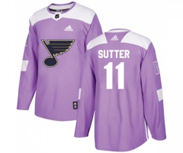 Youth Adidas St. Louis Blues #11 Brian Sutter Authentic Purple Fights Cancer Practice NHL Jersey