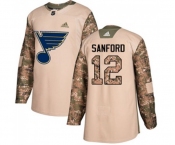 Youth Adidas St. Louis Blues #12 Zach Sanford Authentic Camo Veterans Day Practice NHL Jersey