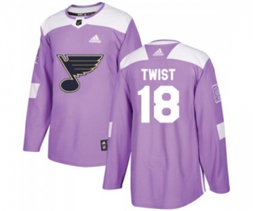 Youth Adidas St. Louis Blues #18 Tony Twist Authentic Purple Fights Cancer Practice NHL Jersey