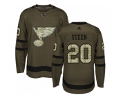 Youth Adidas St. Louis Blues #20 Alexander Steen Green Salute to Service Stitched NHL Jerse