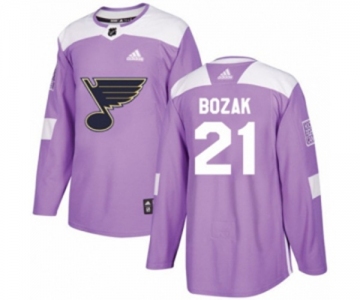 Youth Adidas St. Louis Blues #21 Tyler Bozak Authentic Purple Fights Cancer Practice NHL Jersey