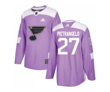 Youth Adidas St. Louis Blues #27 Alex Pietrangelo Purple Authentic Fights Cancer Stitched NHL Jersey