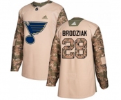 Youth Adidas St. Louis Blues #28 Kyle Brodziak Authentic Camo Veterans Day Practice NHL Jersey