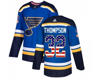 Youth Adidas St. Louis Blues #32 Tage Thompson Authentic Blue USA Flag Fashion NHL Jersey