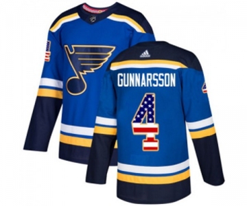 Youth Adidas St. Louis Blues #4 Carl Gunnarsson Authentic Blue USA Flag Fashion NHL Jersey