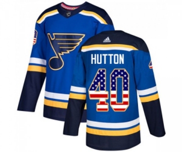 Youth Adidas St. Louis Blues #40 Carter Hutton Authentic Blue USA Flag Fashion NHL Jersey