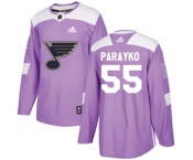 Youth Adidas St. Louis Blues #55 Colton Parayko Authentic Purple Fights Cancer Practice NHL Jersey