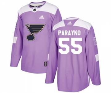 Youth Adidas St. Louis Blues #55 Colton Parayko Authentic Purple Fights Cancer Practice NHL Jersey