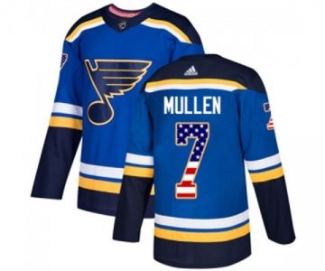 Youth Adidas St. Louis Blues #7 Joe Mullen Authentic Blue USA Flag Fashion NHL Jersey