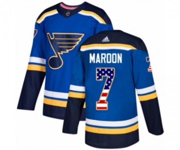 Youth Adidas St. Louis Blues #7 Patrick Maroon Authentic Blue USA Flag Fashion NHL Jersey